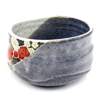 Amazon.com: Japanese Matcha Bowl Gold Flower Kutani Yaki